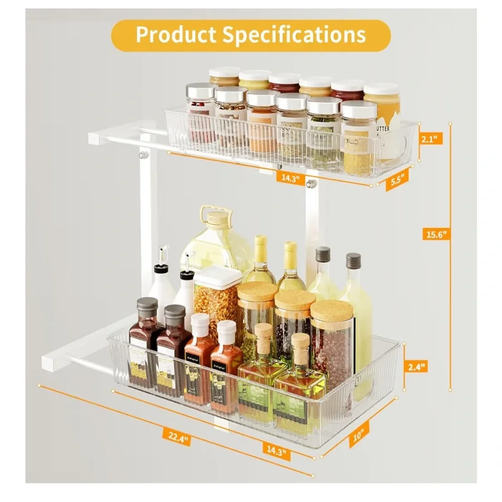 Under Sink Organizer Bathroom, Under Cabinet Organizer with AdjHeight 013